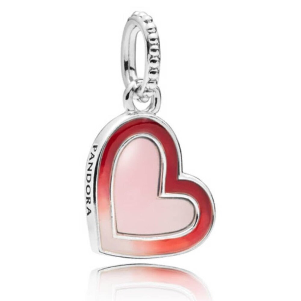 Pandora Asymetric Heart of Love Dangle Charm – Sterling Silver – With Box